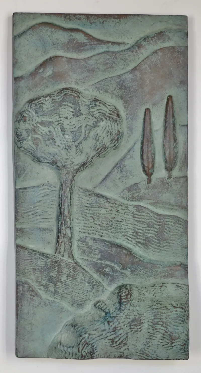 Landskap med cypresser II,
brons, 60x30x7 cm,
2016