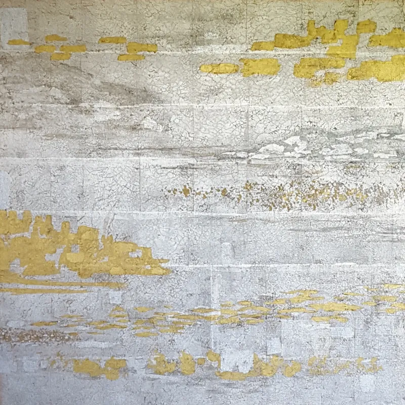 Skimmer II,
bladmetaller och akryl på duk.
70x70 cm. 2019