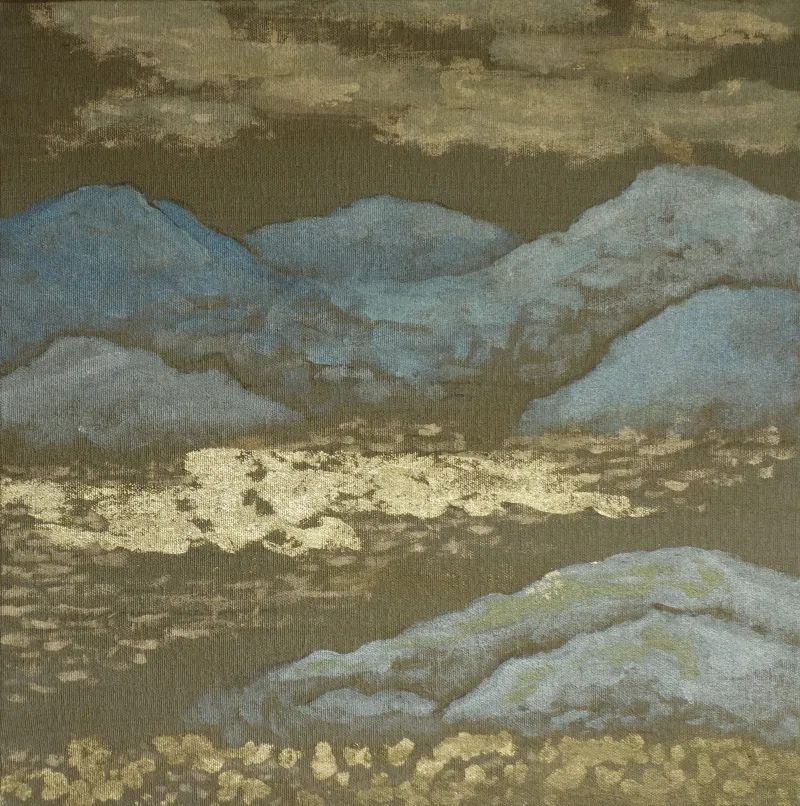 Skimmer IV,
bladmetaller och akryl på duk.
40x40 cm. 2019