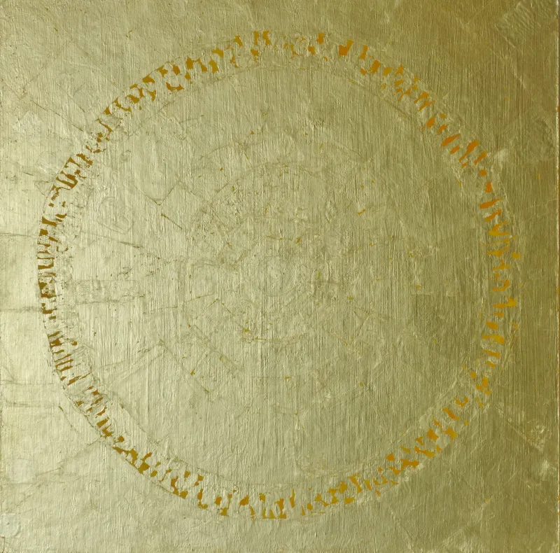 Det stora ljuset II,
60x60 cm, akryl och bladguld på trä,
2015